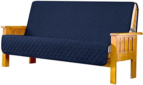 SUBRTEX Futon Slipcover Protector Washablle Furniture Cover for Armless Futon Couch Sofa Slipcover with Elatsic Adjustable Strap (Futon，Navy) Shop