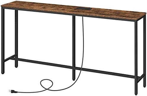 ALLOSWELL Console Table with Power Outlet, 63" Narrow Sofa Industrial Entryway Behind Couch Table with USB Ports for Entryway, Hallway, Foyer, Living Room, Bedroom CTHR16E01 Shop