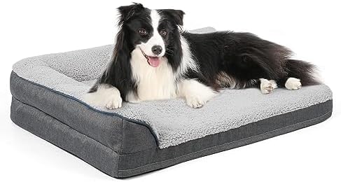 Sicilaien Dog Bed for Medium Large Dogs, Orthopedic Egg Crate Foam Dog Sofa Bed, Cozy Pet Bed with L-Shaped Bolster Removable Washable Cover and Nonskid Bottom, Dog Couch Bed 36x27 inch Shop