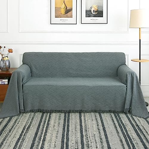 HAPPYMOON Sofa Covers for 2 Cushion Couch, Geometrical Sofa Slipcovers for Living Room, Sectional Sofa Couch Covers for Pets, Kids, Cotton Sofa Throws Cover, Sofa Protector(X-Large, 71" x 118", Grey) Shop