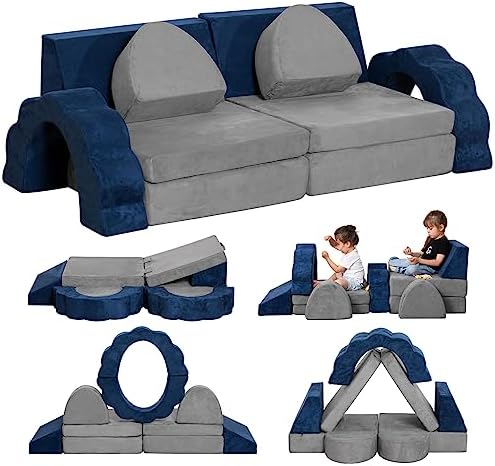 LOAOL Kids Couch 10PCS, Toddler Couch Modular Kids Couch for Playroom, Multifunctional Foam Kids Sofa for Playing Creating, Imaginative Convertible Play Couch for Boys Girls, Toddler Sofa Indoor Shop